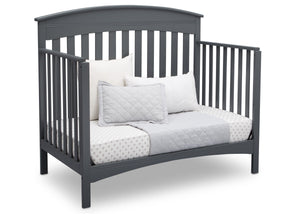 Delta Children Charcoal Grey (029) Bennington Elite Arched 4-in-1 Convertible Crib, Day Bed Angle, a5a 7-Bennington Elite Arched 4-in-1 Convertible Crib