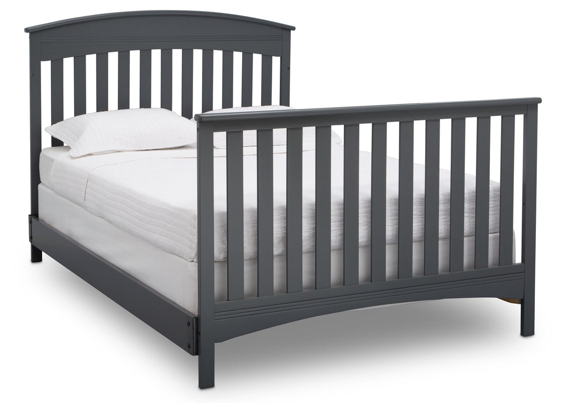 Delta Children Charcoal Grey (029) Bennington Elite Arched 4-in-1 Convertible Crib, Full Size Bed, a6a