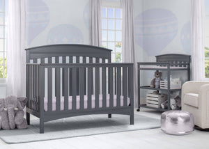 Delta Children Charcoal Grey (029) Bennington Elite Arched 4-in-1 Convertible Crib, Room, a1a 0-Bennington Elite Arched 4-in-1 Convertible Crib