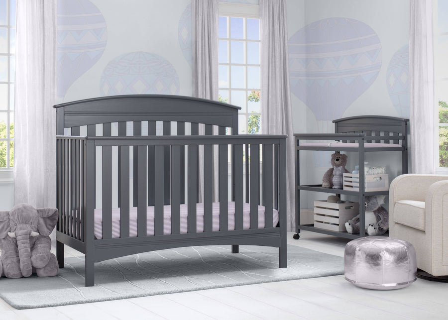 Delta Children Charcoal Grey (029) Bennington Elite Arched 4-in-1 Convertible Crib, Room, a1a 1-Bennington Elite Arched 4-in-1 Convertible Crib