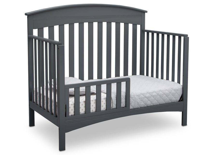 Delta Children Charcoal Grey (029) Bennington Elite Arched 4-in-1 Convertible Crib, Toddler Bed Angle, a4a 4-Bennington Elite Arched 4-in-1 Convertible Crib