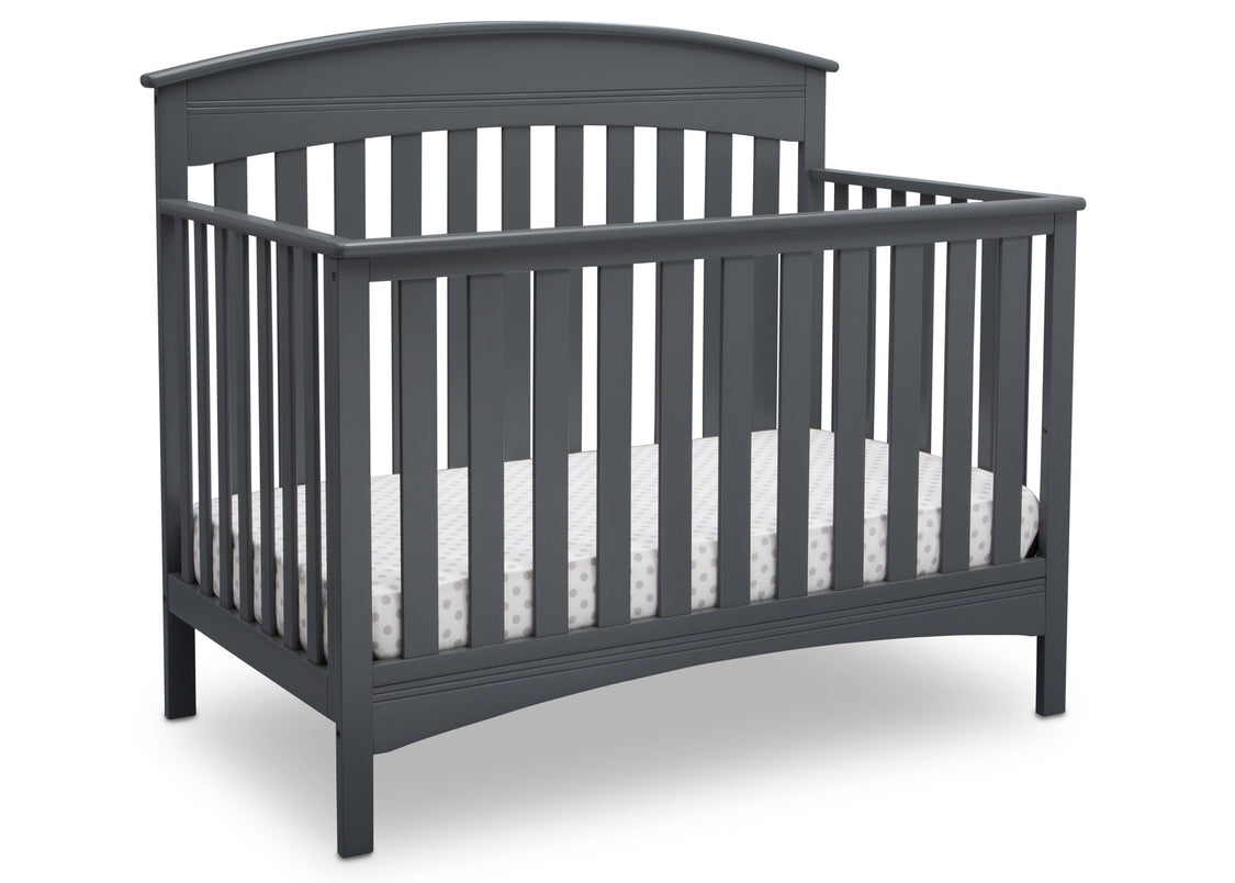 Delta Children Charcoal Grey (029) Bennington Elite Arched 4-in-1 Convertible Crib, Crib Angle, a3a