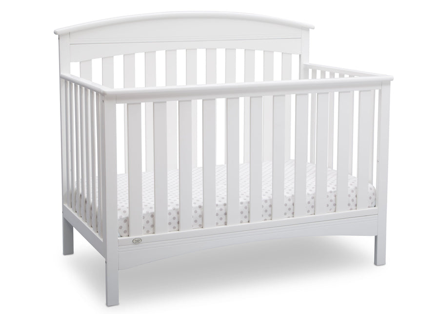 Delta Children Bianca (130) Bennington Elite Arched 4-in-1 Convertible Crib, Crib Angle, b3b 9-Bennington Elite Arched 4-in-1 Convertible Crib