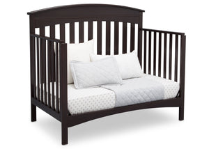 Delta Children Dark Espresso (958) Bennington Elite Arched 4-in-1 Convertible Crib, Day Bed Angle, c5c 19-Bennington Elite Arched 4-in-1 Convertible Crib