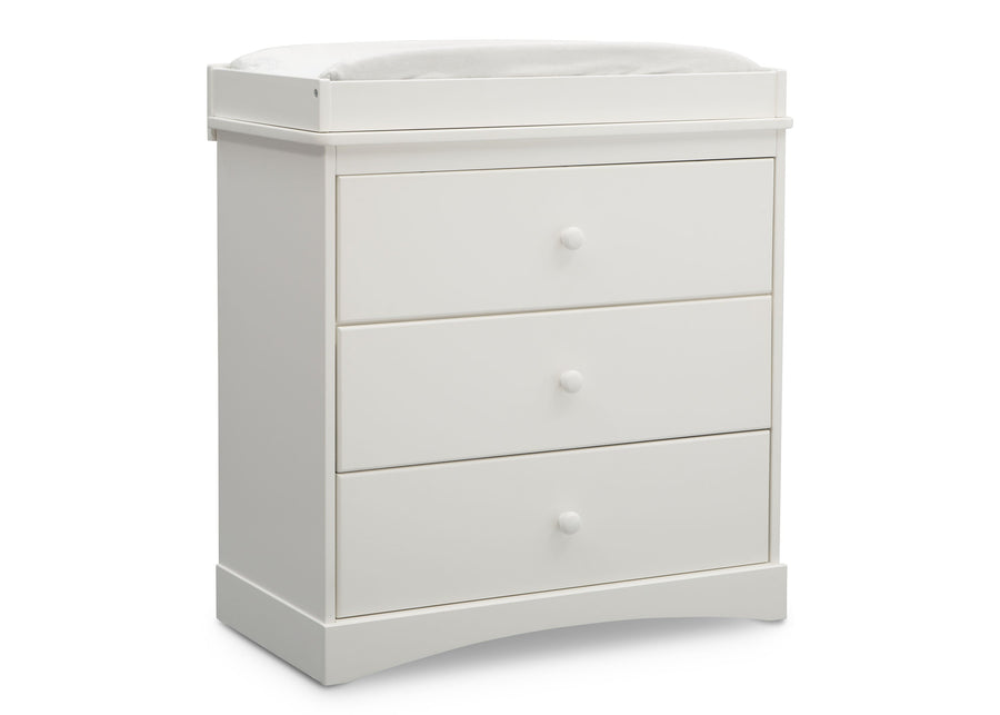 Bianca White (130) 7-Skylar 3 Drawer Dresser with Changing Top