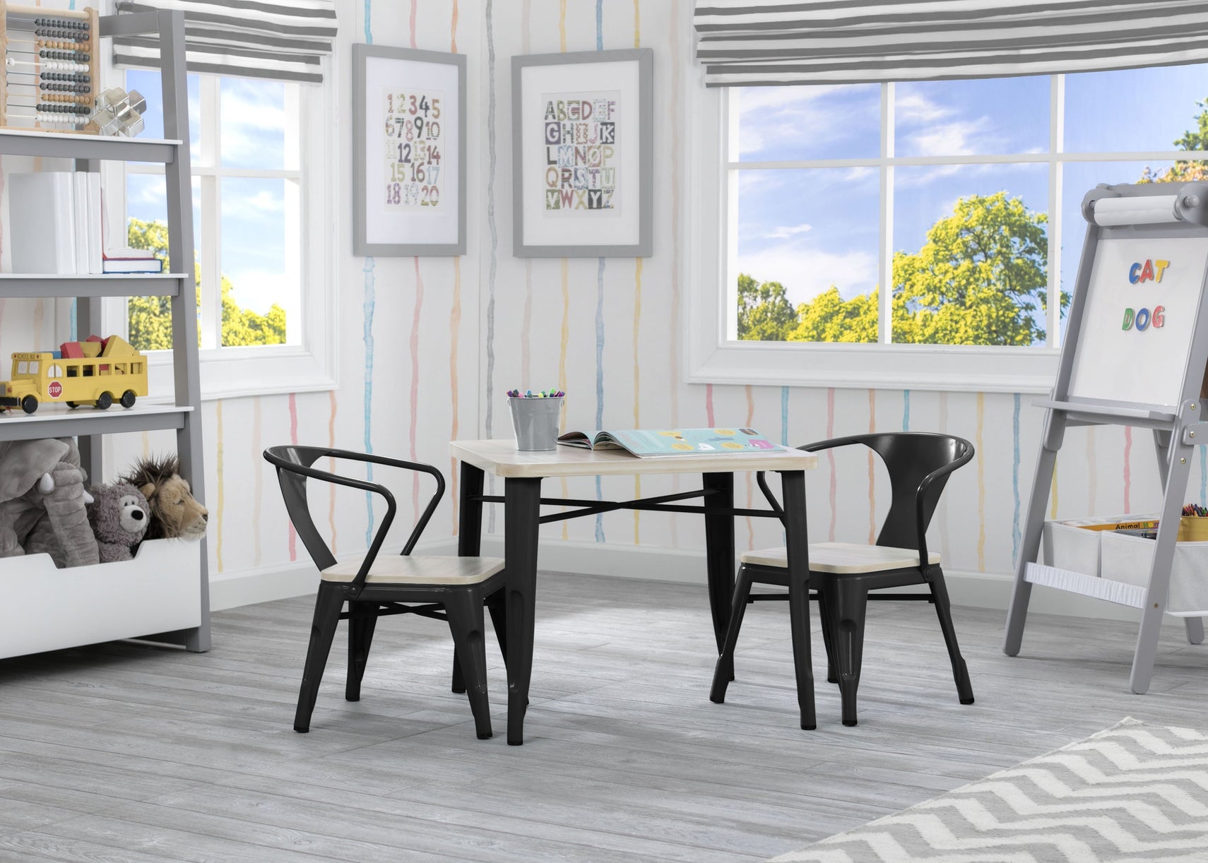Delta Children Black with Driftwood (1312) Bistro Kids Play Table (560302), Model a2a