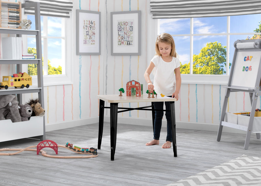 Delta Children Black with Driftwood (1312) Bistro Kids Play Table (560302), Room Shot a1a 2-Bistro Kids Play Table