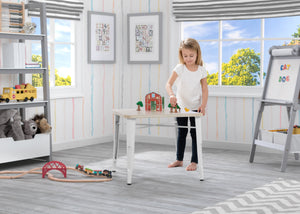 Delta Children White with Driftwood (1313) Bistro Kids Play Table (560302), Room Shot b1b 28-Bistro Kids Play Table