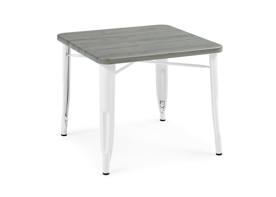 White with Grey Barnboard (153) 3-Bistro Table and 4 Chair Set