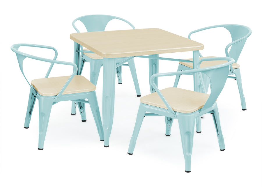 Aqua with Natural (478) 7-Bistro Table and 4 Chair Set