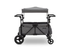 Jeep Wrangler Stroller Wagon by Delta Children, Grey (2148), canopy and roll-down shades for sun 2-Jeep Wrangler Stroller Wagon