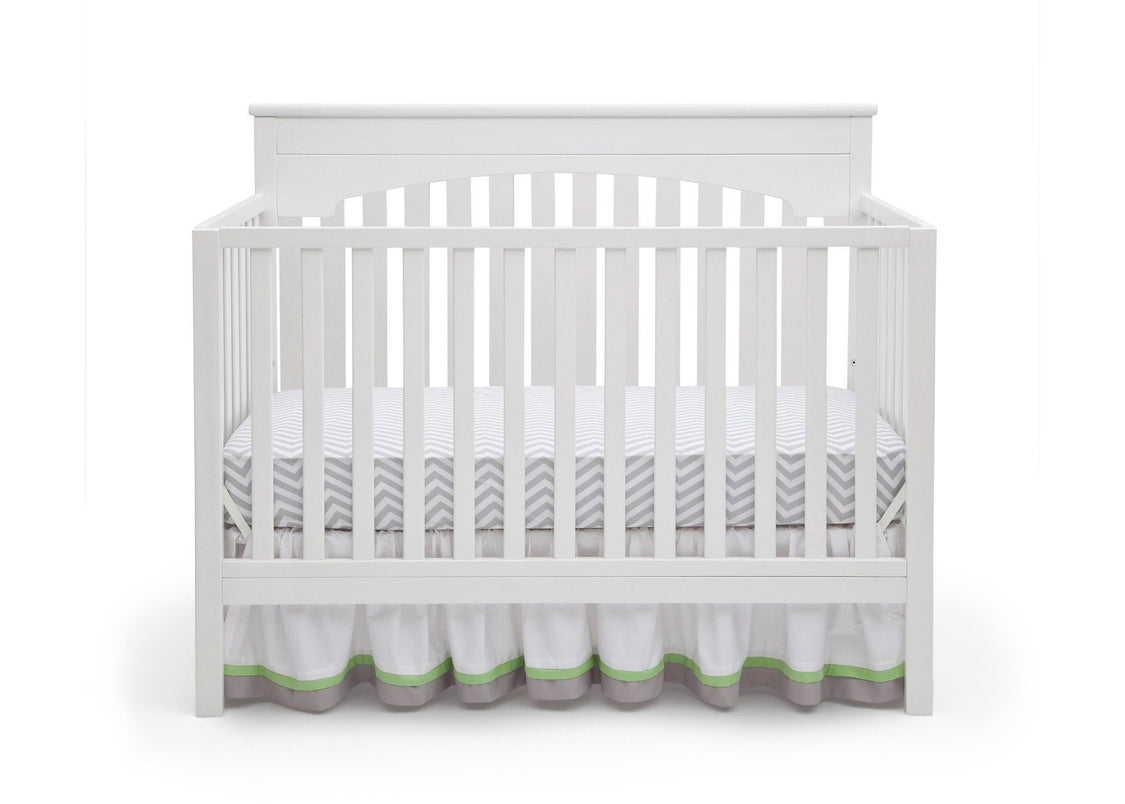 Delta Children White (100) Layla 4-in-1 Crib, Crib Conversion Front View a2a