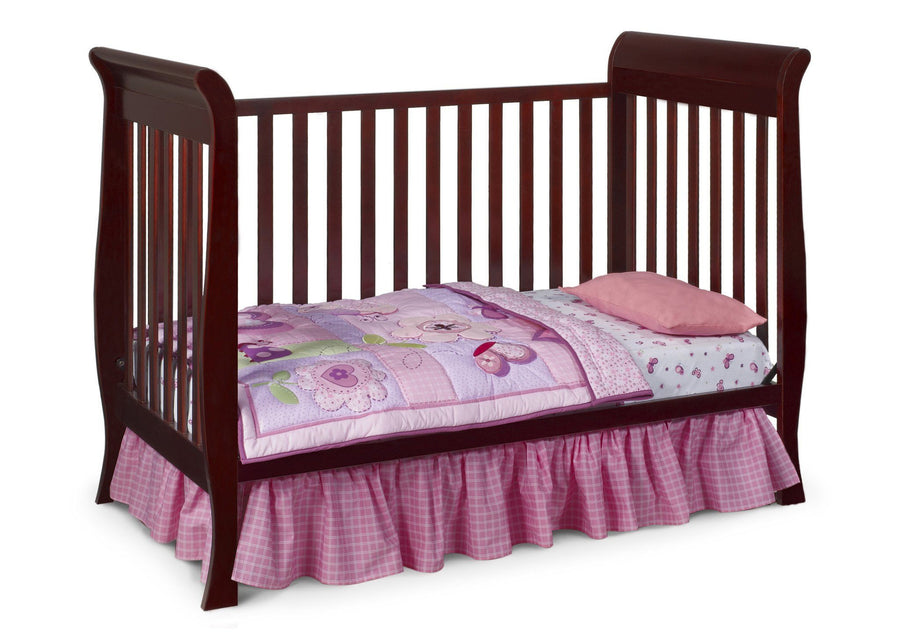 Delta Children Espresso Cherry (205) Charleston/Glenwood 3-in-1 Crib Side View, Toddler Bed Conversion b4b 6-Charleston/Glenwood 3-in-1 Crib