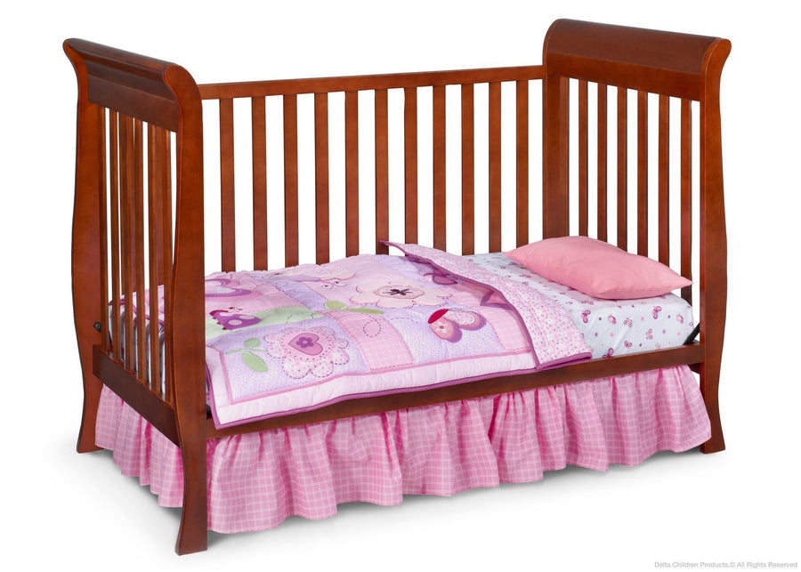 Delta Children Spiced Cinnamon (209) Charleston/Glenwood 3-in-1 Crib Side View, Toddler Bed Conversion c3c 9-Charleston/Glenwood 3-in-1 Crib