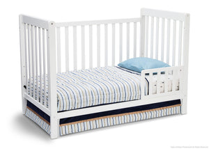Delta Children White Ambiance (108) Waves 3-in-1-Crib Side View, Toddle Bed Conversion d3d 17-Waves 3-in-1-Crib