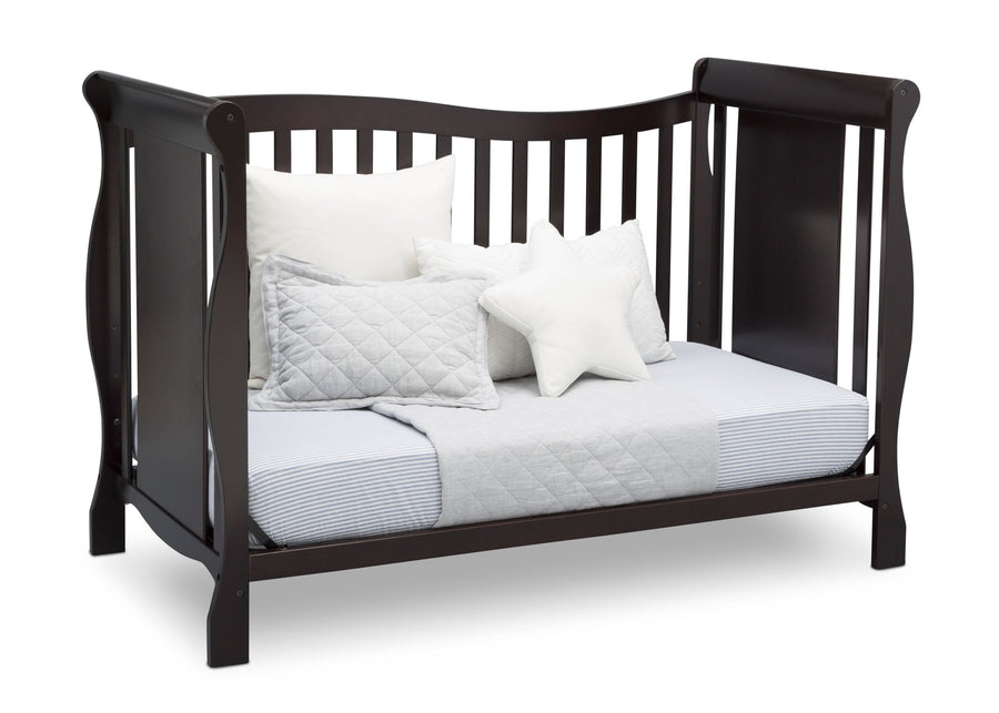 Delta Children Dark Chocolate (207) Brookside 4-in-1 Crib, Day Bed Conversion b5b 4-Brookside 4-in-1 Convertible Crib