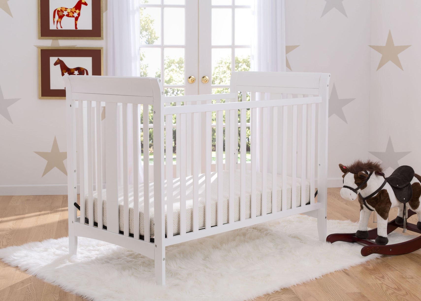 Delta Children White (100) Parkside 3-in-1-Crib, room shot a1a
