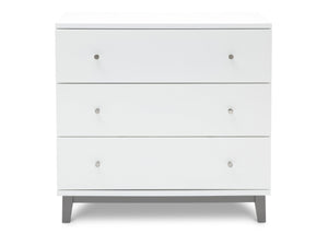 Delta Children White / Grey (027) Tribeca Three-Drawer Dresser Front View a1a 2-Tribeca 3 Drawer Dresser