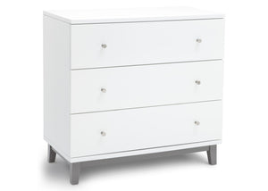 Delta Children White / Grey (027) Tribeca Three-Drawer Dresser Side View 1 a2a 0-Tribeca 3 Drawer Dresser