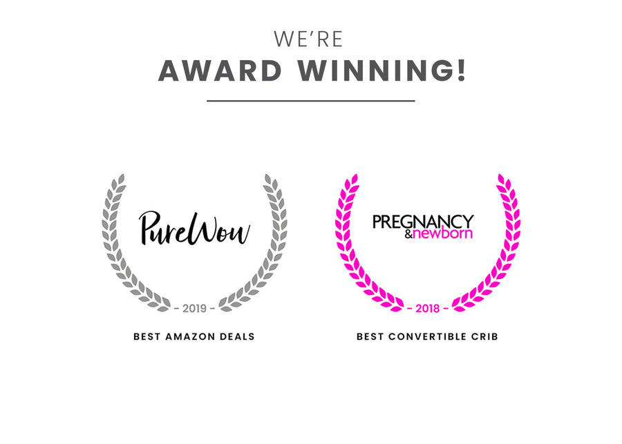 Award badges for Best Amazon Deals and Best Convertible Crib White 100 7-Ava 3-in-1 Convertible Crib