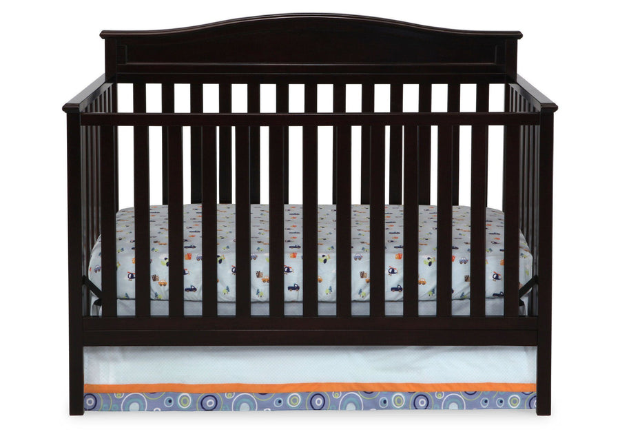 Delta Children Dark Chocolate (207) Larkin 4-in-1 Crib, Front View b1b 7-Larkin 4-in-1 Crib