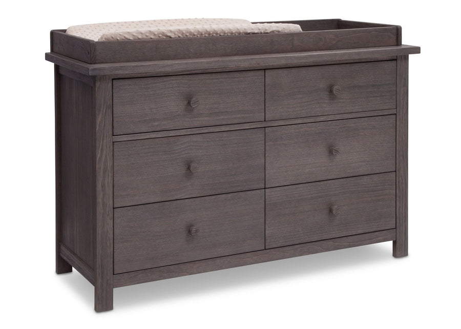 Serta Rustic Grey (084) Northbrook 6 Drawer Dresser, Side View with Top and Props 2 a8a 5-Northbrook 6 Drawer Dresser