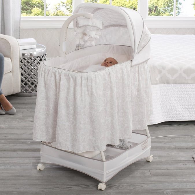 Simmons Kids® Silent Auto Gliding Deluxe Bassinet Embossed Paisley (2282) 6-Simmons Kids® Silent Auto Gliding Deluxe Bassinet