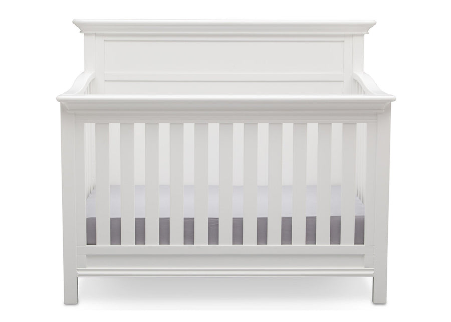 Serta Bianca White (130) Fairmount 4-in-1 Crib, Front View with Crib Conversion a3a 4-Fairmount 4-in-1 Crib