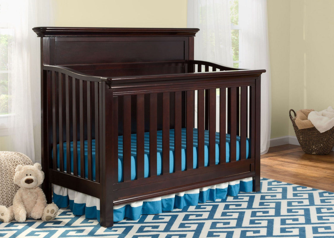 Serta Dark Chocolate 207 Fairmount 4-in-1 Crib, Hangtag View with Crib Conversion c2c
