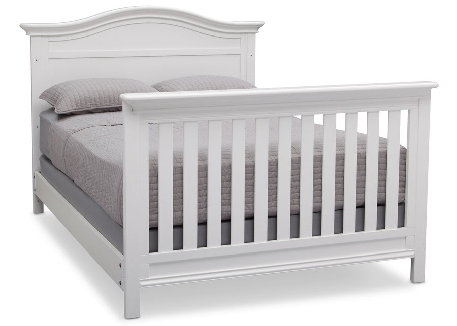 Serta Bianca White (130) Bethpage 4-in-1 Crib, Side View with Full Size Bed b7b 14-Bethpage 4-in-1 Crib