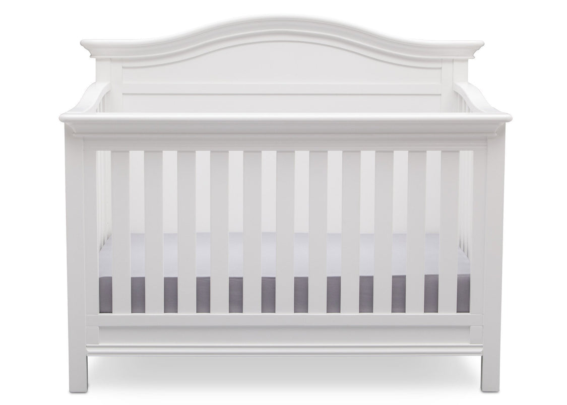 Serta Bianca White (130) Bethpage 4-in-1 Crib, Front View with Crib Conversion b3b