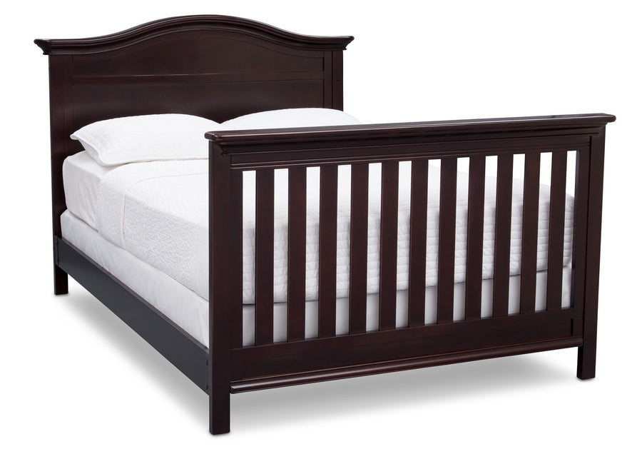 Serta Dark Chocolate (207) Bethpage 4-in-1 Crib, Side View with Full Size Bed c7c 21-Bethpage 4-in-1 Crib