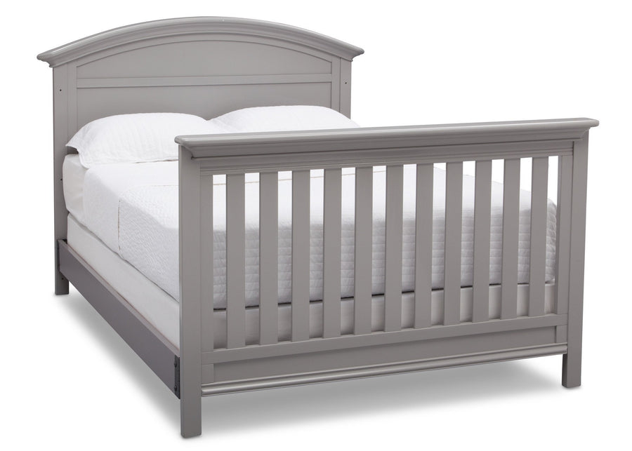Serta Grey (026) Adelaide 4-in-1 Crib, Side View with Full Size Platform Bed Kit (for 4-in-1 Cribs) 700850 and Footboard a7a 6-Adelaide 4-in-1 Crib