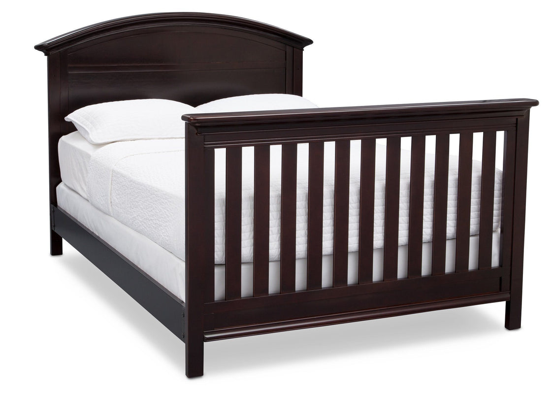 Serta Dark Chocolate (207) Adelaide 4-in-1 Crib, Side View with Full Size Platform Bed Kit (for 4-in-1 Cribs) 700850 and Footboard c7c