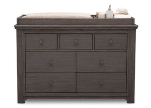 Serta Rustic Grey (084) Langley 7 Drawer Dresser, Front View with Props a3a 4-Langley 7 Drawer Dresser