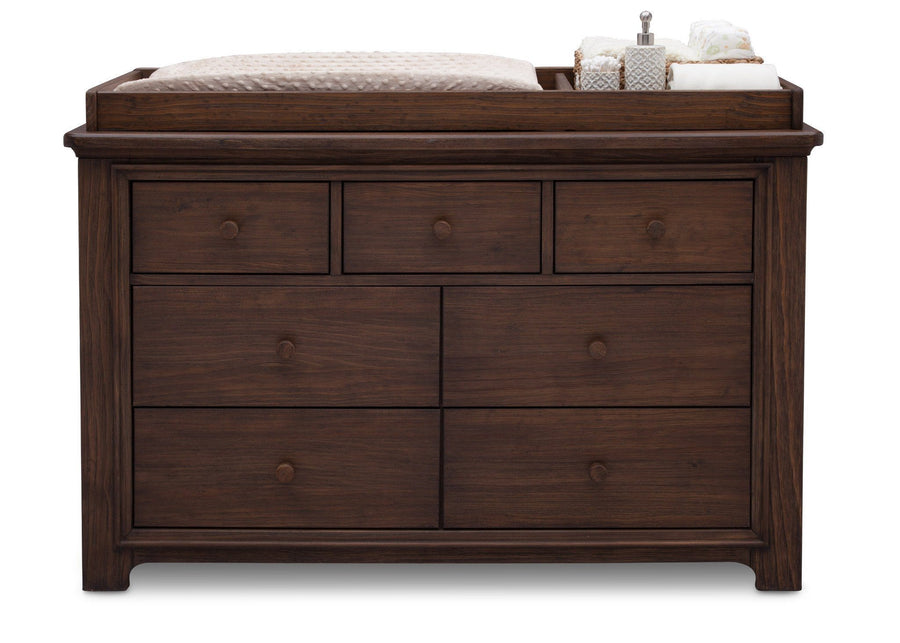 Serta Rustic Oak (229) Langley 7 Drawer Dresser, Front View with Props c3c 8-Langley 7 Drawer Dresser