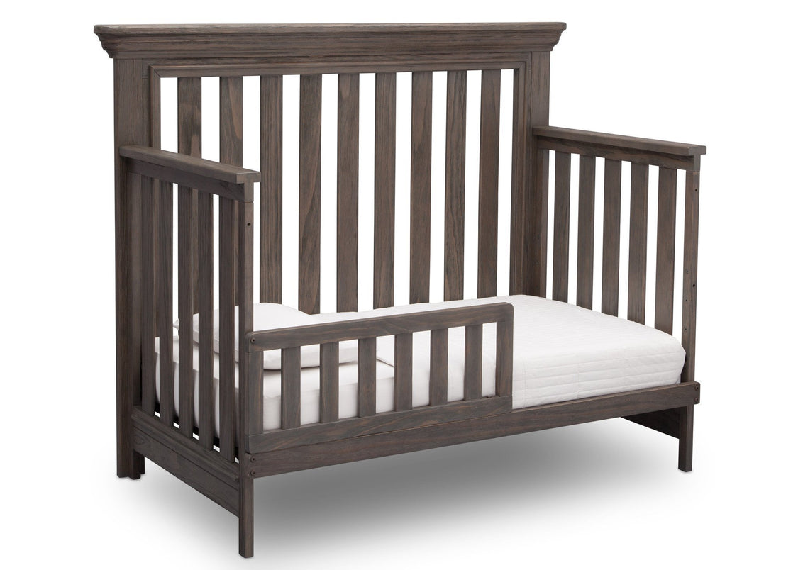 Serta Rustic Grey (084) Langley 4-in-1 Crib Right View Toddler Bed Conversion a3a