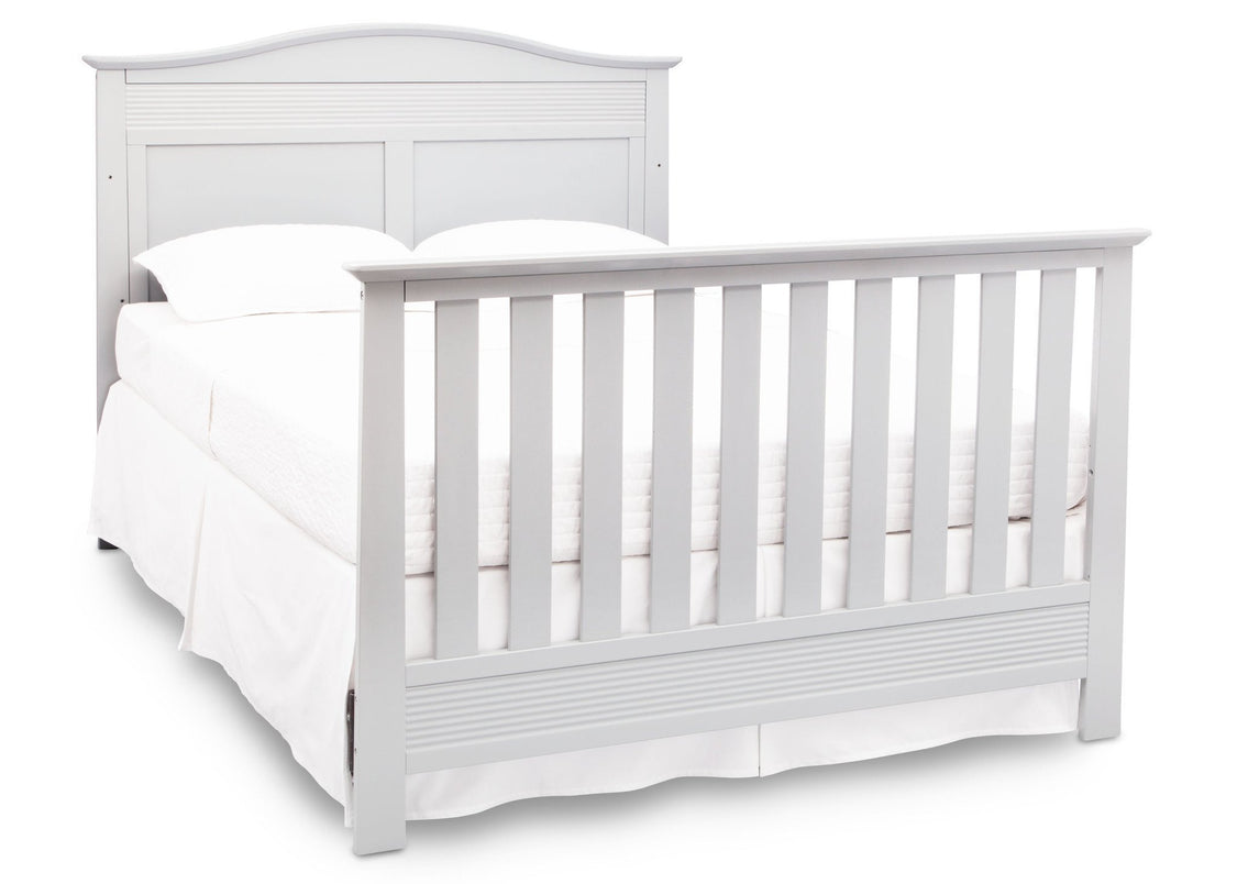 Serta Bianca White (130) Barrett 4-in-1 Convertible Crib, Right Full Bed View with Footboard b6b