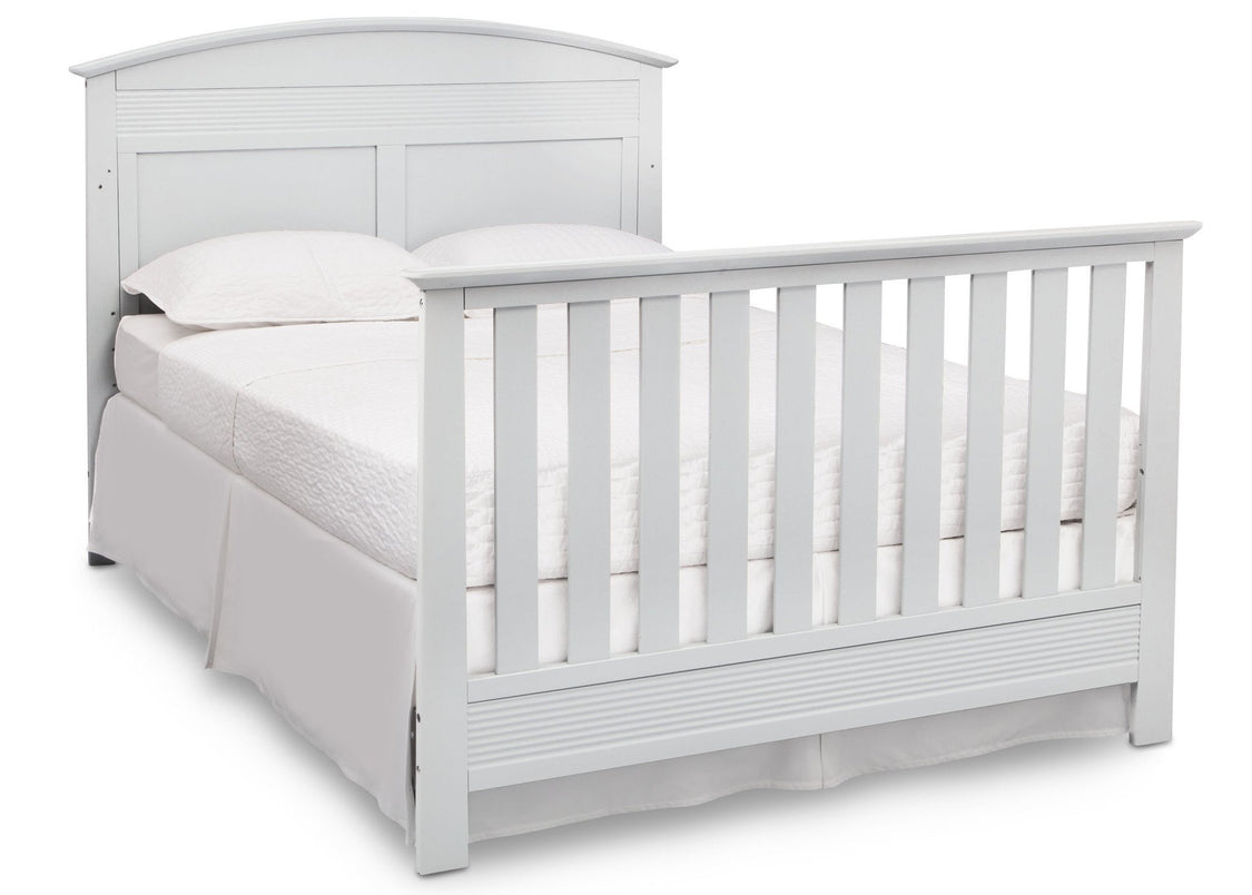 Serta Bianca White (130) Ashland 4-in-1 Convertible Crib, Right Full Bed View with Footboard b6b
