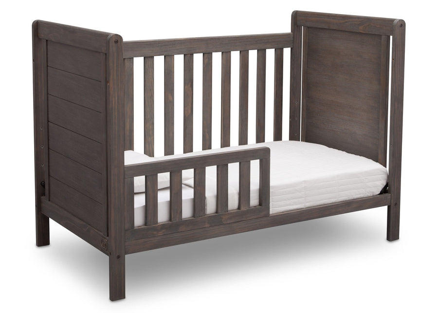 Delta Children Rustic Grey (084) Cali 4-in-1 Crib, angled conversion to toddler bed, a4a 4-Cali 4-in-1 Crib
