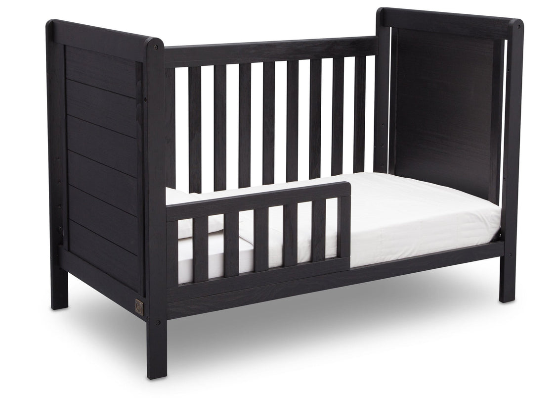 Delta Children Rustic Ebony (935) Cali 4-in-1 Crib, angled conversion to toddler bed, c4c