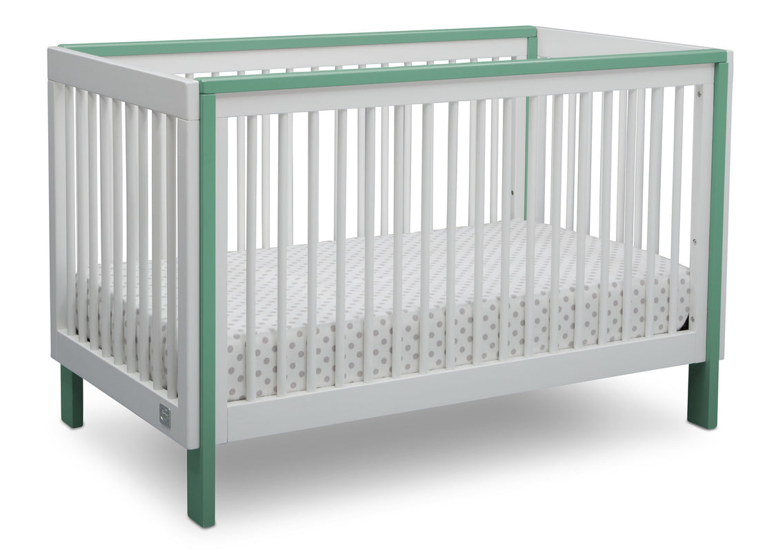 Serta Fremont 3-in-1 Convertible Crib Bianca with Aqua (134) Angle a2a