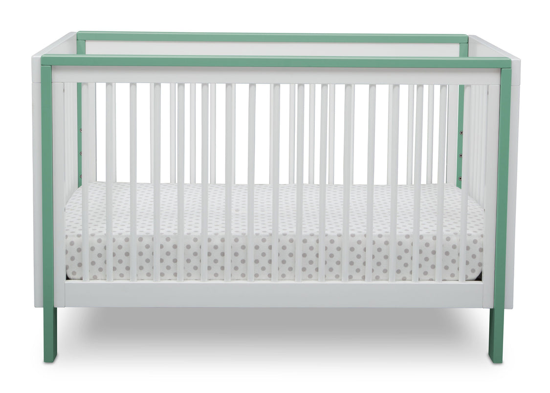 Serta Fremont 3-in-1 Convertible Crib Bianca with Aqua (134) Front a3a