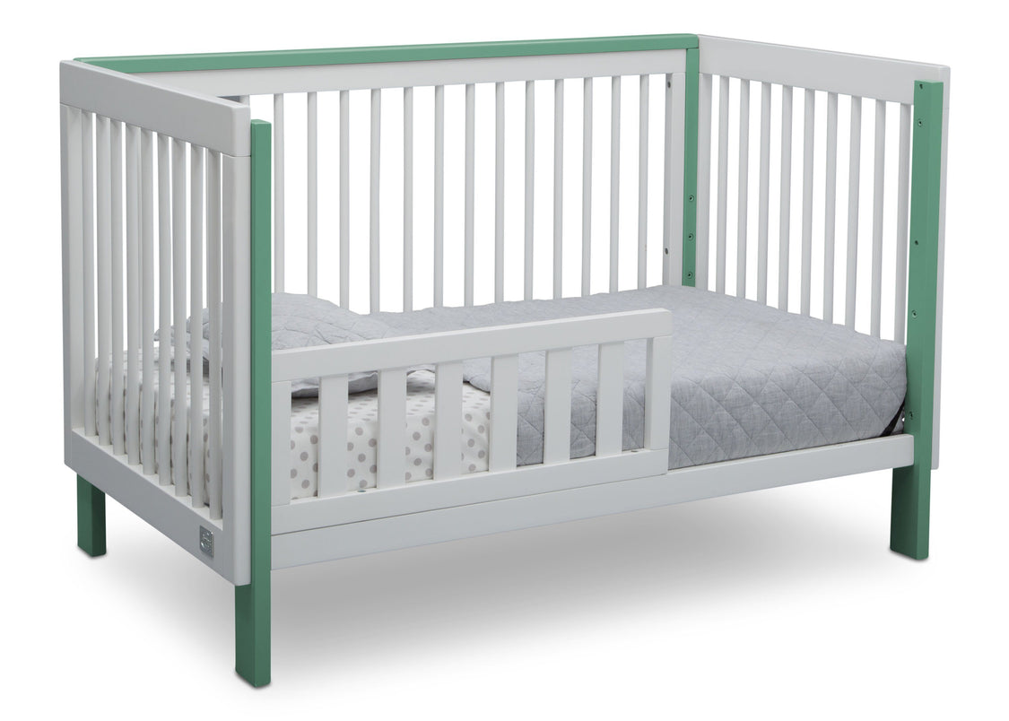 Serta Fremont 3-in-1 Convertible Crib Bianca with Aqua (134) Toddler Bed a4a