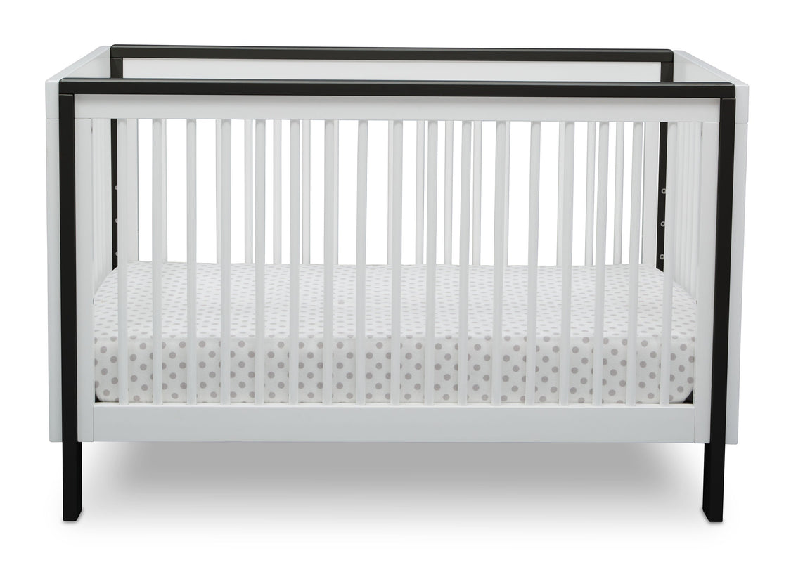 Serta Fremont 3-in-1 Convertible Crib Bianca White with Ebony (149) Front b3b