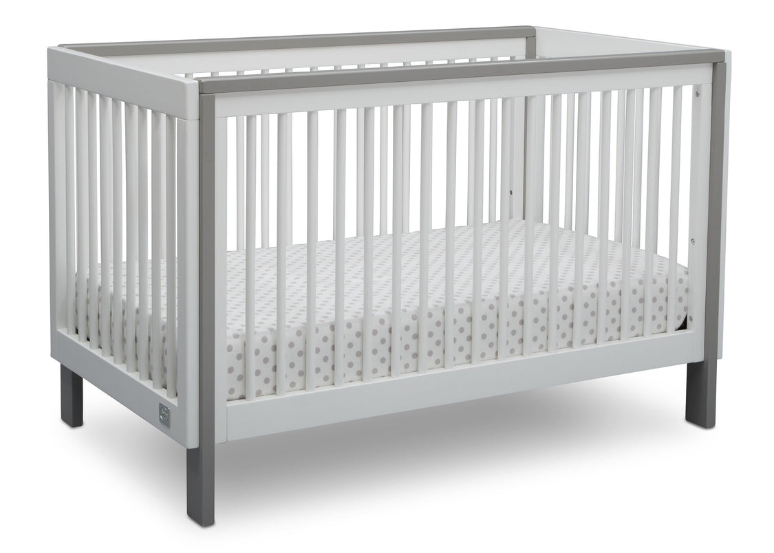 Serta Fremont 3-in-1 Convertible Crib Bianca White with Grey (166) Angle c2c