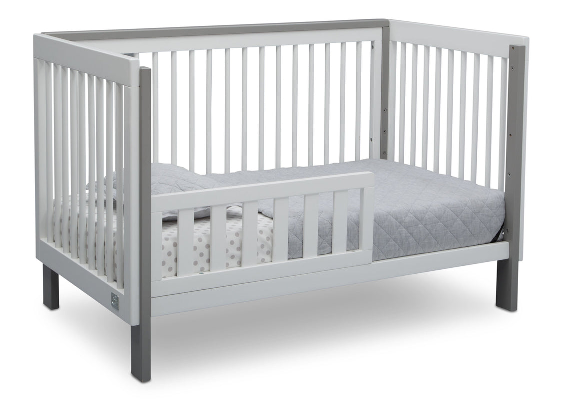 Serta Fremont 3-in-1 Convertible Crib Bianca White with Grey (166) Toddler Bed c4c
