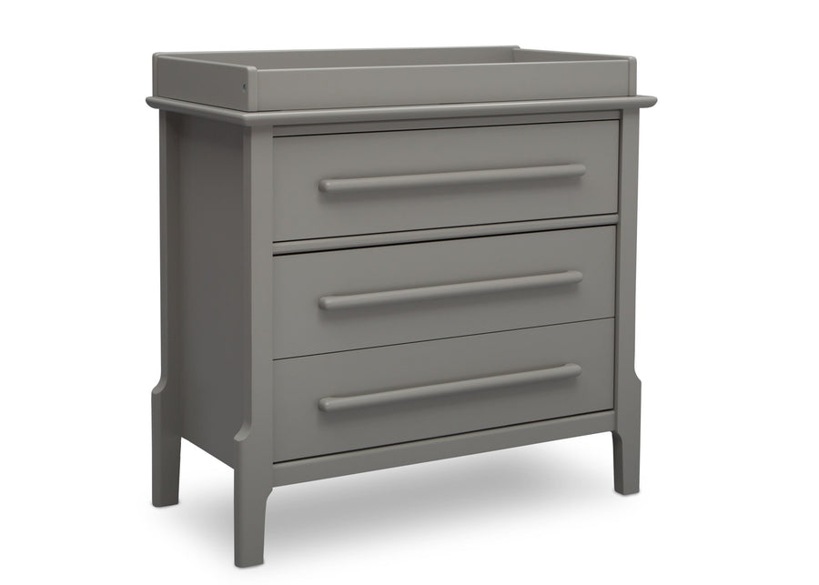 Serta Mid-Century Classic 3 Drawer Dresser Grey (026), Angle a2a 1-Mid-Century Modern 3 Drawer Dresser with Changing Top