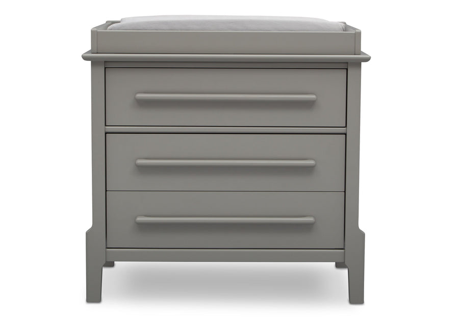 Serta Mid-Century Classic 3 Drawer Dresser Grey (026), Front a1a 2-Mid-Century Modern 3 Drawer Dresser with Changing Top