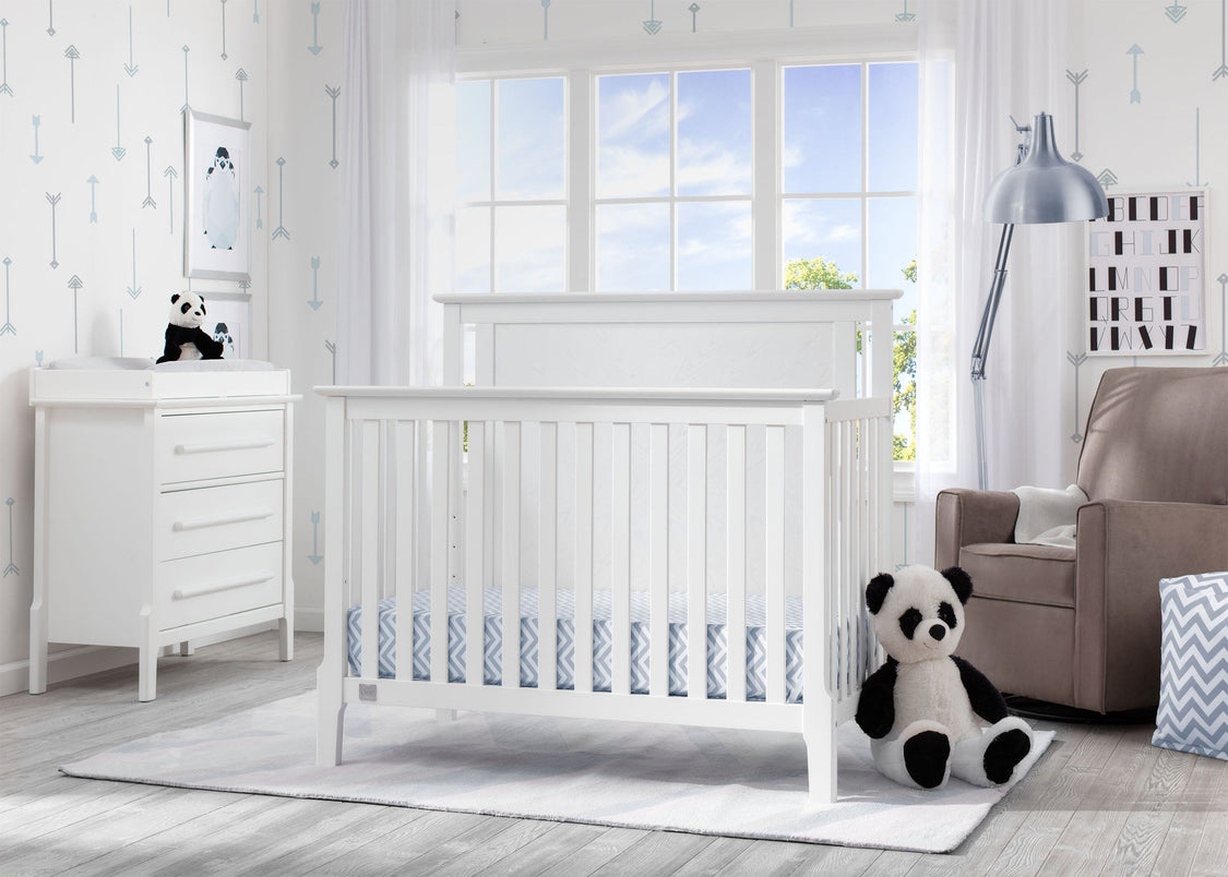 Serta Mid-Century Modern Lifestyle 4-in-1 Crib Bianca (130) Room View b1b
